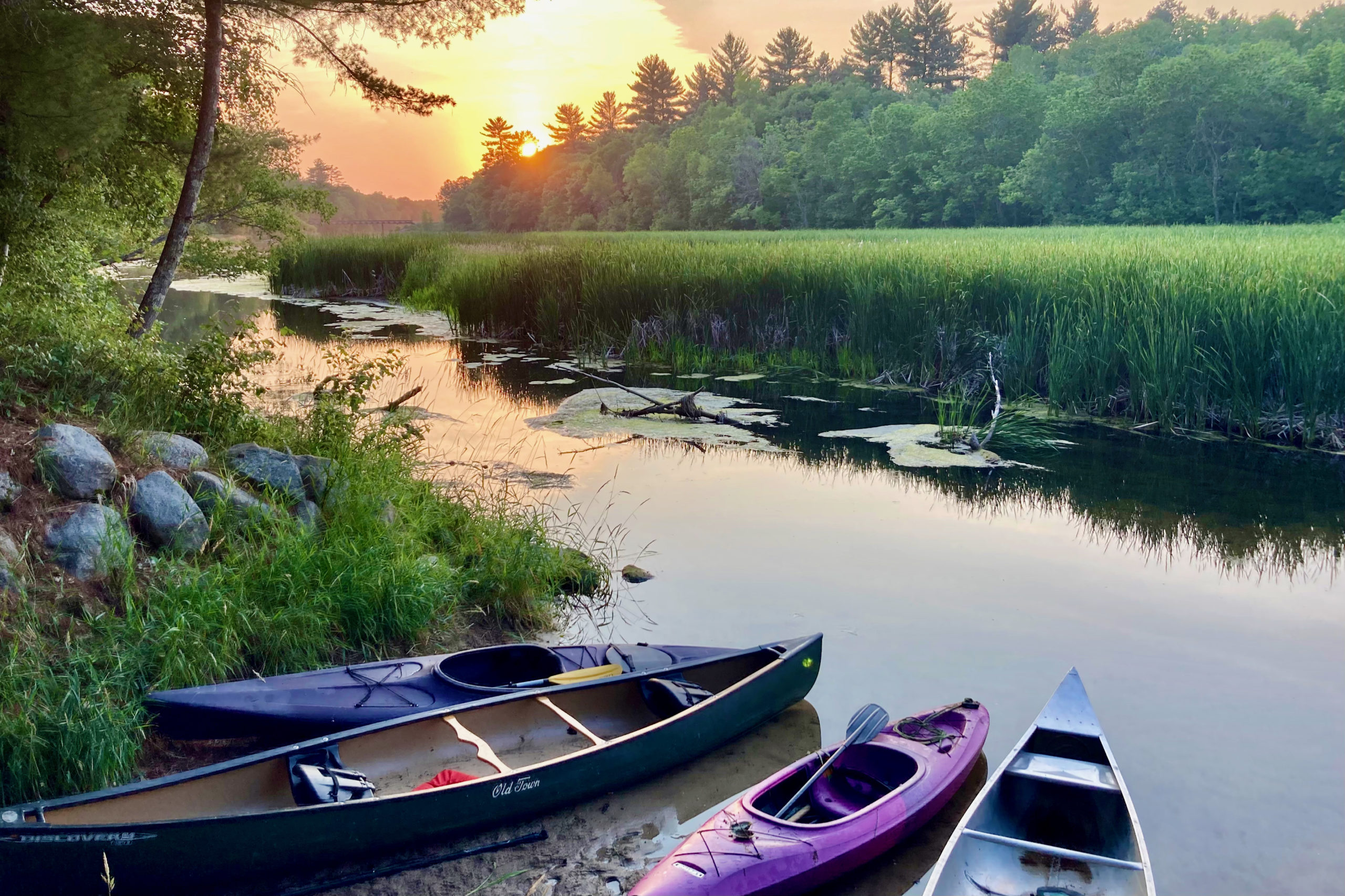 Sunset on the Shell River in 1855 Treaty Territory, now within the U.S. state of Minnesota. The treaty created the Leech Lake and Mille Lacs reservations in northern Minnesota, while ceding territory to the U.S. government. The river is home to many plant, mollusk, fish, insect, bird and animal species, including the endangered Higgins' Eye Pearlymussel and many beds of wild rice. The historic drought of the summer of 2021 reduced the water flow to between 10 percent and 25 percent of its normal rate. As a consequence, it was possible to walk down many miles of the river bed. Enbridge Energy drilled under the river in five locations using Horizontal Directional Drilling methods. http://allaboutpipelines-com-s.njmu.s5.bt8.net/HDD_Calculation/HDDArticle